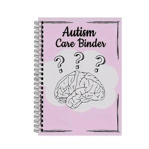 Autism Care Binder, 1 Count 90-Page Special Needs Planner for Autistic Children, Therapy Journal with Brain Illustration & Good Day Stickers
