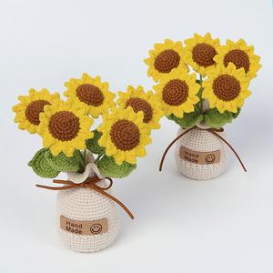 Crochet Sunflower Potted Plant for Table Shelf Decoration Gift for Teacher Friends