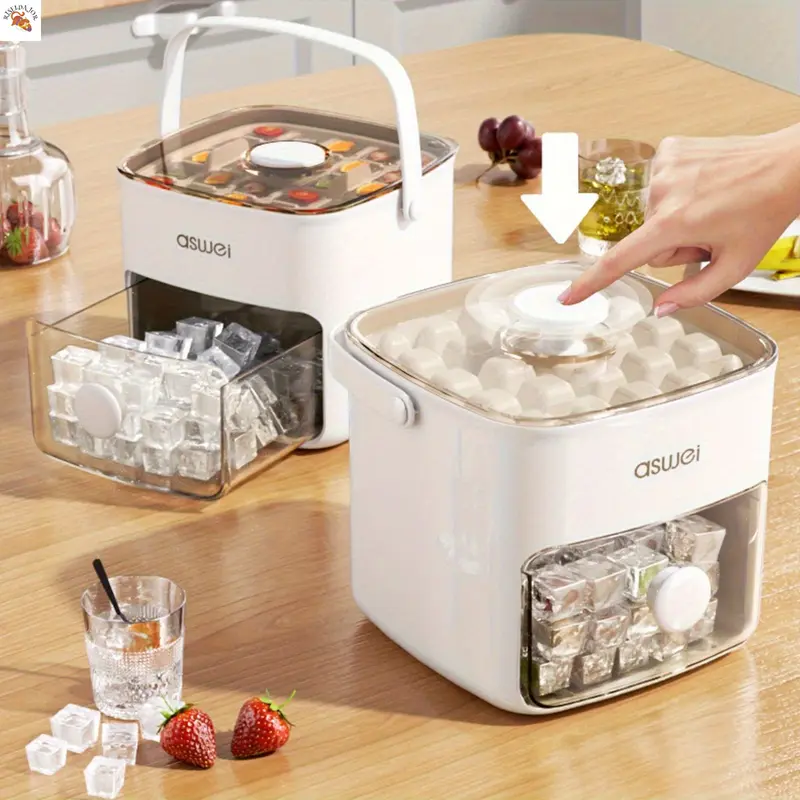 RISELDAJOR  Essential 48-Cube Ice Maker with Easy-Press Lid, Double-Layer Food-Grade Plastic Tray, Freezer-Safe, Ideal for Drinks, a Must-Have Kitchen Accessory. 0
