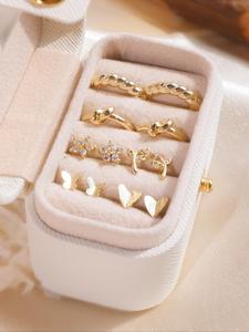 Women's Elegant Butterfly & Heart & Leaf Design Earrings Set, Trendy Exquisite Earrings Set, Chic Gorgeous Jewelry As Gift for Girlfriend