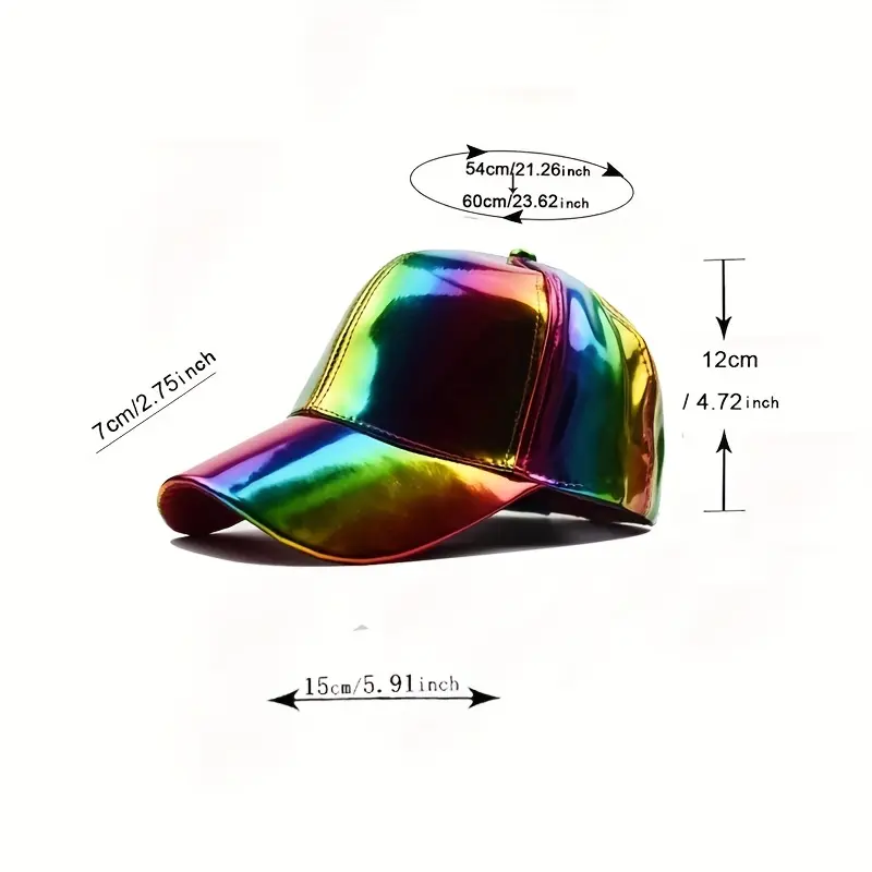 Vibrant Faux Leather Baseball Cap - Lightweight, Adjustable, Hand Washable, Colorful Gradient Design with Metallic Finish, Casual Headwear | Gradient Cap | Lightweight Cap 4