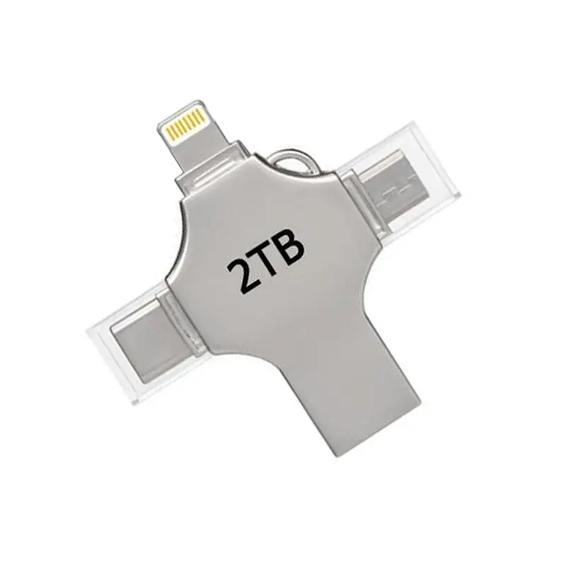 4-in-1 OTG multi-functional mobile phone USB flash drive, 2TB large memory, Mini high-speed USB 3.0 external storage USB flash drive, suitable for iPad, Android mobile phones, PC and more devices, high-speed USB 3.0 flash drive, boyfriend gift 0