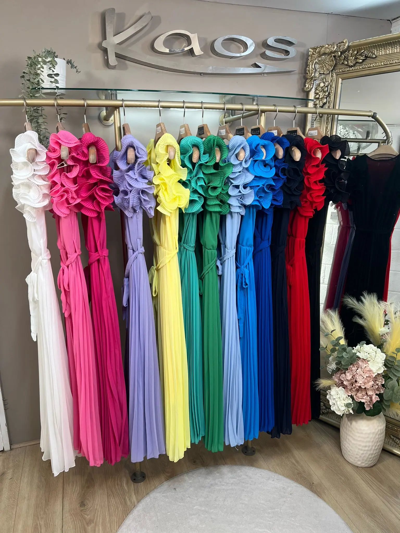 "Kaelira" Ruffle Sleeve Pleated Belted Maxi Dress – 13 Colours | Sizes M–XXL (UK 8–18) Womenswear Summer Comfort