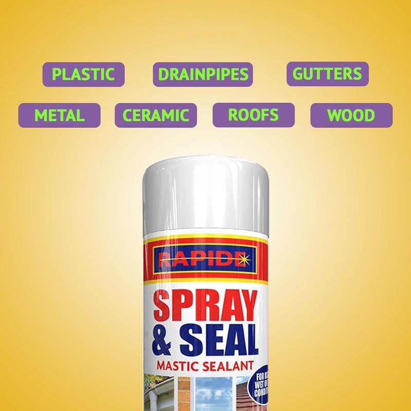Rapide Spray and Seal Mastic Sealant 300ml | Multi Packs | Black & White | Ideal for Roofing and Guttering 6