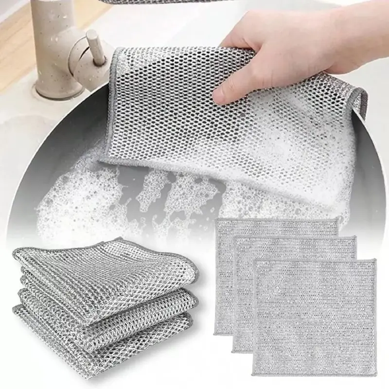 100x Miracle Wire Cleaning Cloths | Powerful Scrubbing for Kitchen & Home. Multipurpose on Pots, Grills, Ovens. Cleaning Essential Wire Cleaning Cloth Metal Scouring Pad Non Scratch Reusable Dish Scrubber Kitchen Cleaning Gadgets  Cleaning Stubborn Stains 7