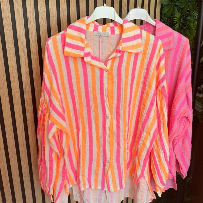 MissVboutique - “Amy” Pinstripe Long Sleeve Cheesecloth Shirt