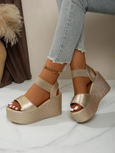 Women's Fashionable Solid Color Wedge Sandals, All-match Elegant Versatile Platform Sandals for Daily Wear, Lightweight Breathable Comfortable Shoes for Women & Girls