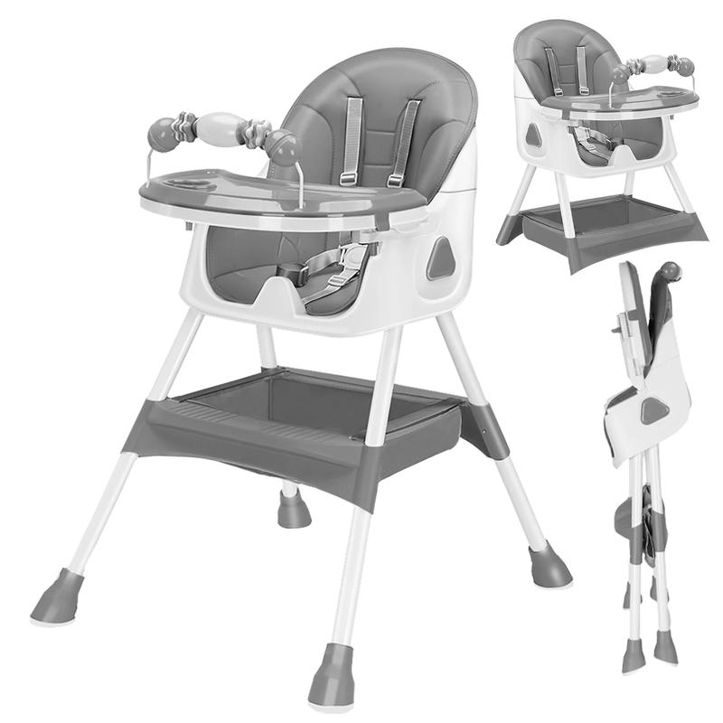 UBRAVOO Foldable Baby High Chair 6 Months Plus, with Large Antislip Pad & ToyRack, Easy to Clean Feeding , E500 1