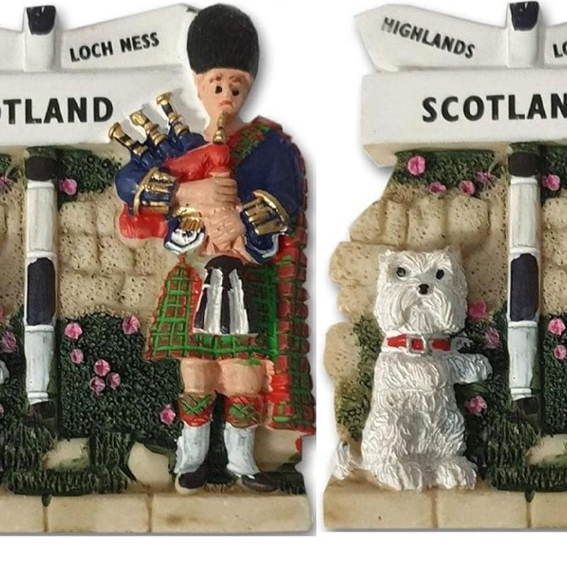 Scotland Westie Signpost Bagpiper Fridge Magnet Scottish Souvenir Gift Sign Post Decor Magnetic Box 2