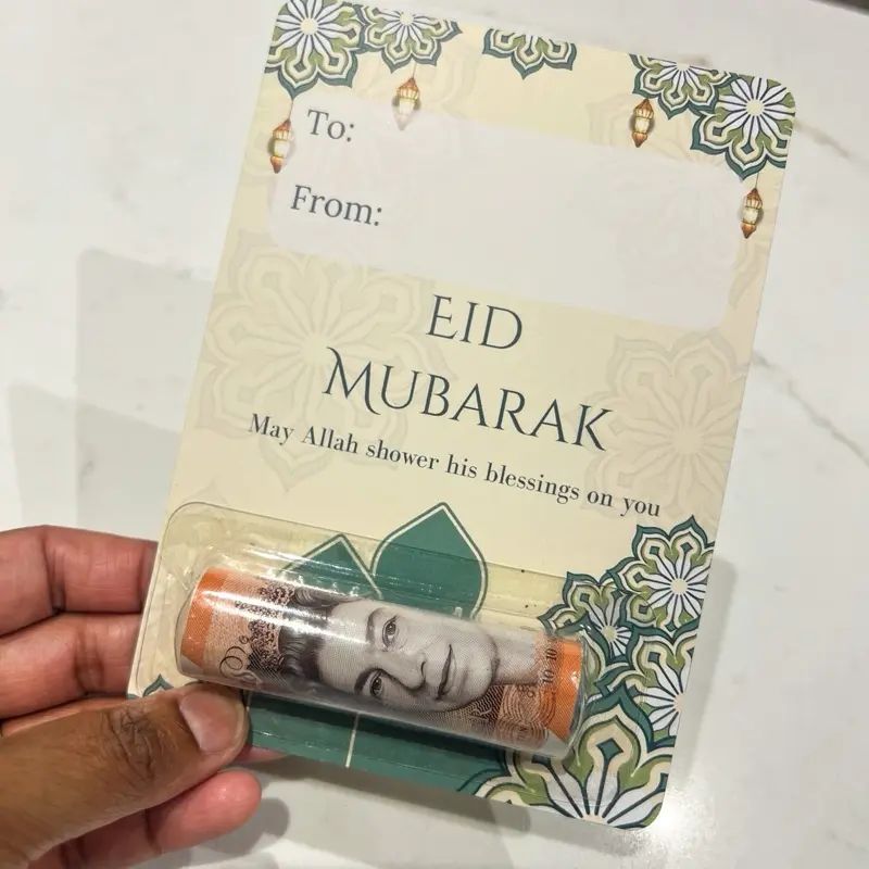 New Design Eidi Money Card with Case - Aesthetically Gifting Money for Eid 2