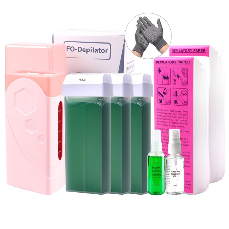 Professional Roll-On Waxing Kit for Women & Men – All-in-One Hair Removal System with Heated Wax Roller, Soft Wax Warmer for Large Body Areas, At-Home Spa Quality 1