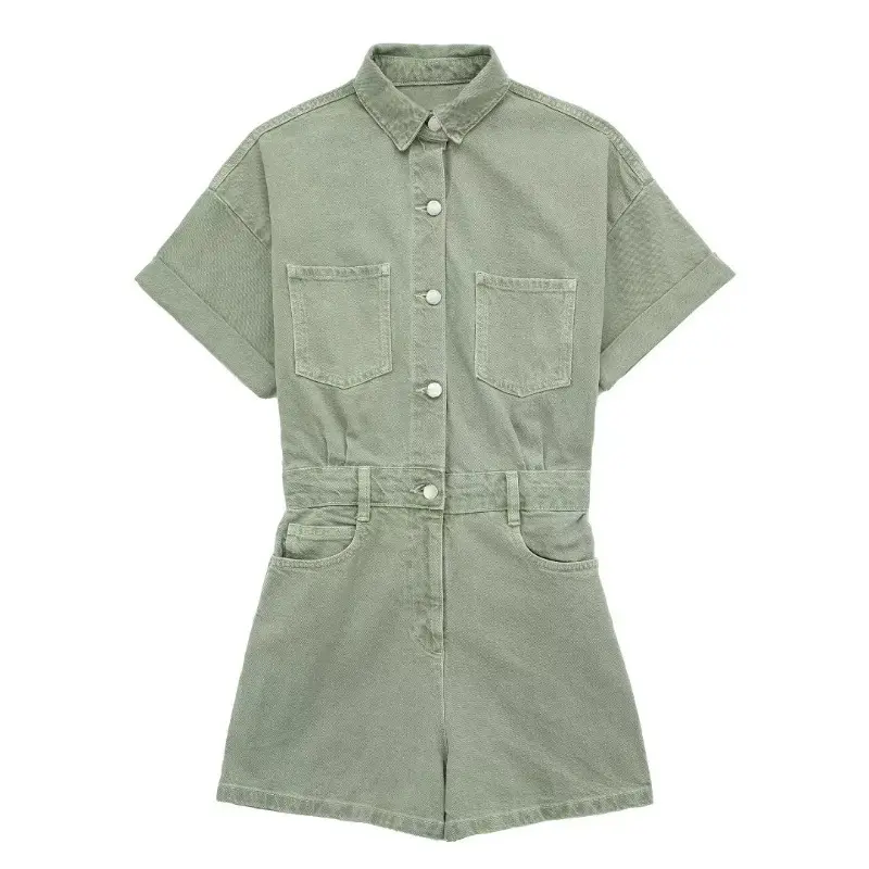Spring and summer new women's clothing urban casual denim short jumpsuit women Womenswear Overalls 1