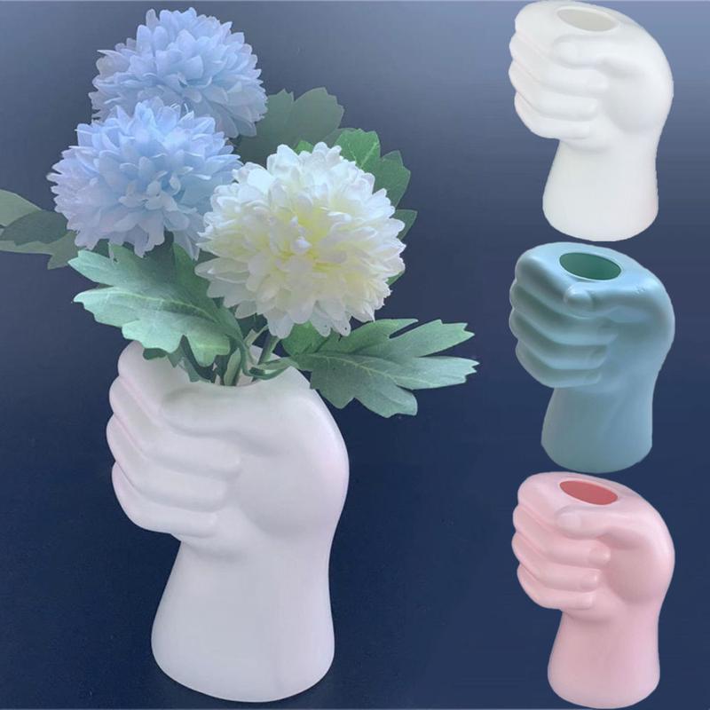 Product Introduction of Creative Modern Simple Hand Shape Flower Vase Decoration Home Plastic Vase White Imitation Ceramic Flower Pot Flower Arrangement 14