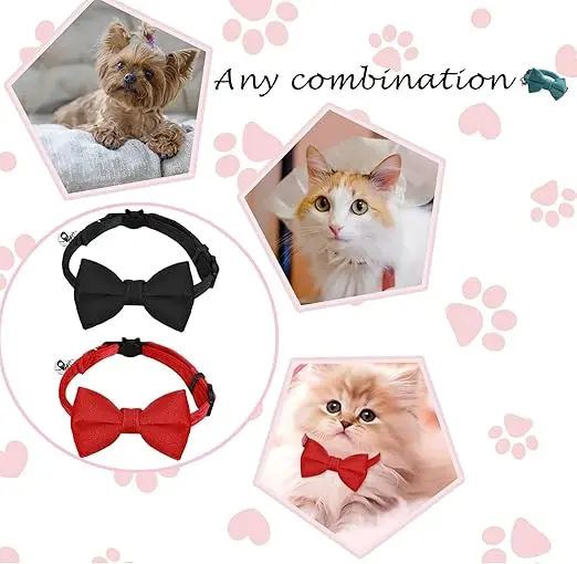 Savastu EmporiAum 3 Pcs Breakaway Cat Collars with Bell and Bow kitten collar, for Pet Kitten Cats and Puppy Graduation Wedding Birthday Pet Party Bowtie Collar cat collar with bell cat collar with bow cat bow tie 3