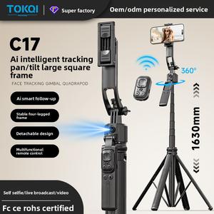 C17Selfie Stick with Dual Lights AI Smart Face Tracking, Bluetooth Remote Control1.6mAluminum Alloy Extendable Anti-Shake, Detachable Phone Clip Compatible with Phones Tablets Cameras Multi-Device, Suitable for Influencer Videos and Outdoor Live Streaming