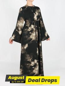 Women's Tie Side Zipper Back Dress, Elegant Long Sleeve Modest Bohemian Style Dress for Daily Wear, Ladies Formal Islamic Clothing for All Seasons, Modesty Muslim Clothes, Modest Style Dress, Classy Modest Dresses, Tunic Dress, Maxidresses