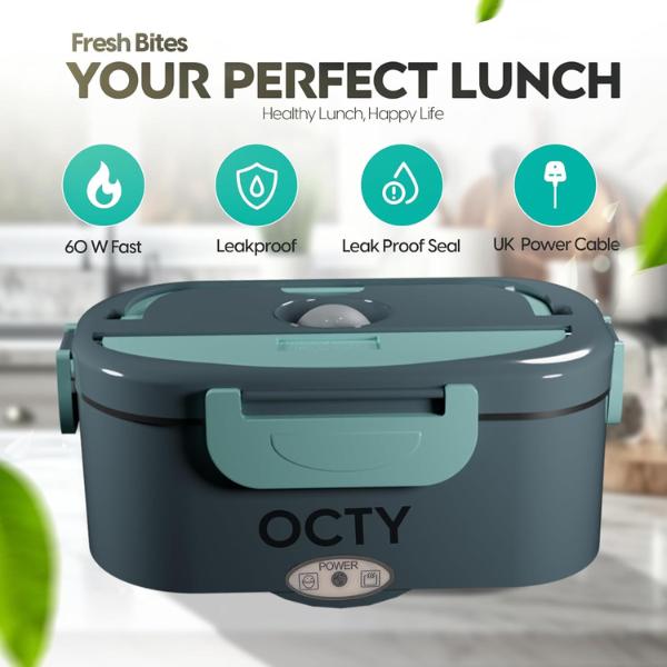 Product Introduction of [UK Seller] Electric Lunch Box pack - Portable Food Warmer for Tableware, Car, Truck, Office & Camping - 3-in-1 Heated Lunch Box with UK Plug - Container, Steel - Dark Green 7
