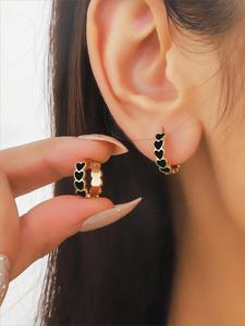 Heart Design Hoop Earrings, Fashionable Jewelry for Women & Girls, Trendy All-match & Exquisite Jewelry for Birthday Gift, Girl Accessories