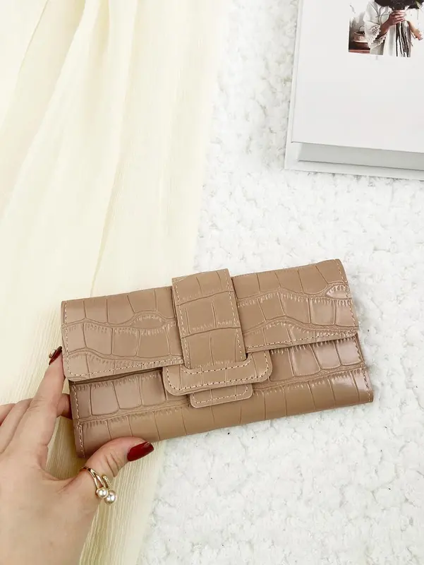 Embossed Fold Over Women’s Wallet – Slim & Portable, Large Capacity for Credit Cards & ID with Zipper Closure 0