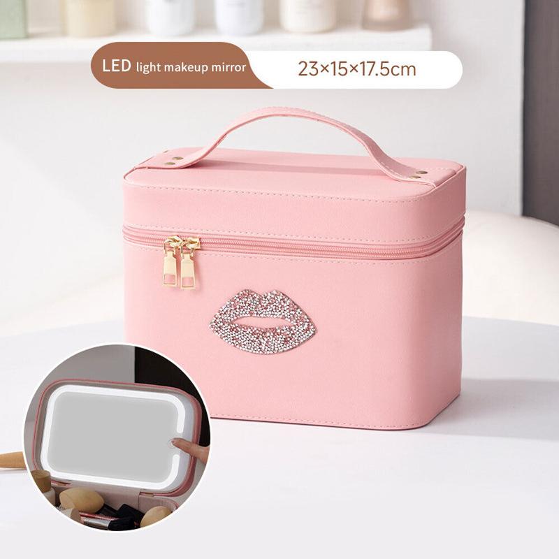 Cute Travel Makeup Bag Cosmetic Organizer Make up Case with Led Light Mirror UK~ 4