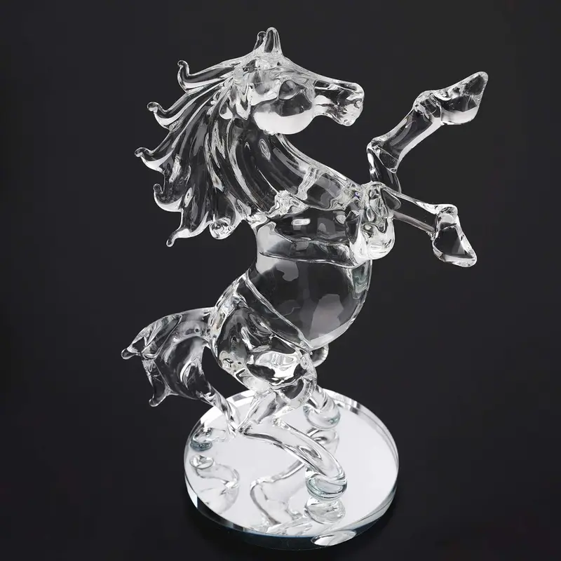 SEGOY Horse Ornament, 20cm, Transparent, Oval Base, Home Decor Gift 2