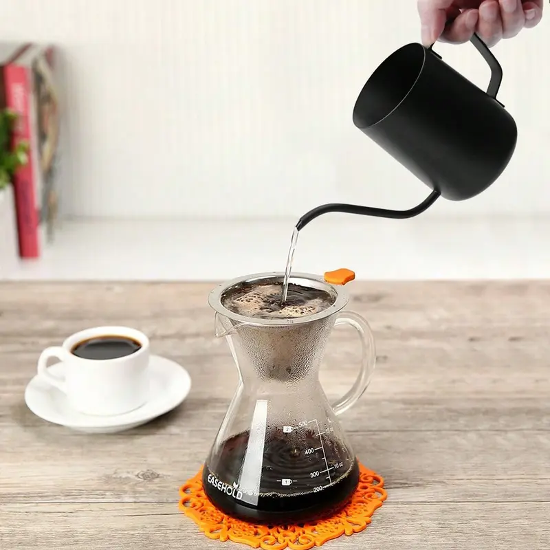 Pour Over Kettle Gooseneck Spout Coffee Tea Pot 12OZ Hanging Ear Hand Long Narrow Drip Cup For Coffee Maker Carafe, Camping Coffee Pot For Travel Coffee Maker Outdoor 4