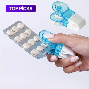 Portable Pill Extractor, 2pcs Mini Pill Extractor with Storage Box Design, Pill Extractor for Elderly, Disabled, Arthritis Hand Weak, Simple Press Pill Extractor