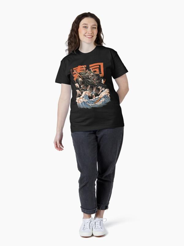 Black Sushi Dragon T-Shirt – Japanese Art Tee – Soft Cotton Feel – Gift for Sushi Lovers & Dragon Fans 4 3