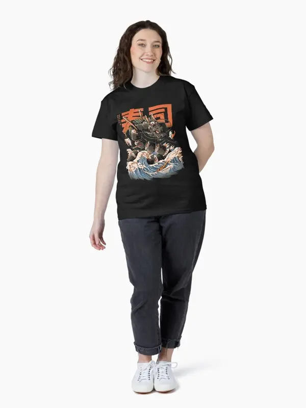 Black Sushi Dragon T-Shirt – Japanese Art Tee – Soft Cotton Feel – Gift for Sushi Lovers & Dragon Fans 4 3