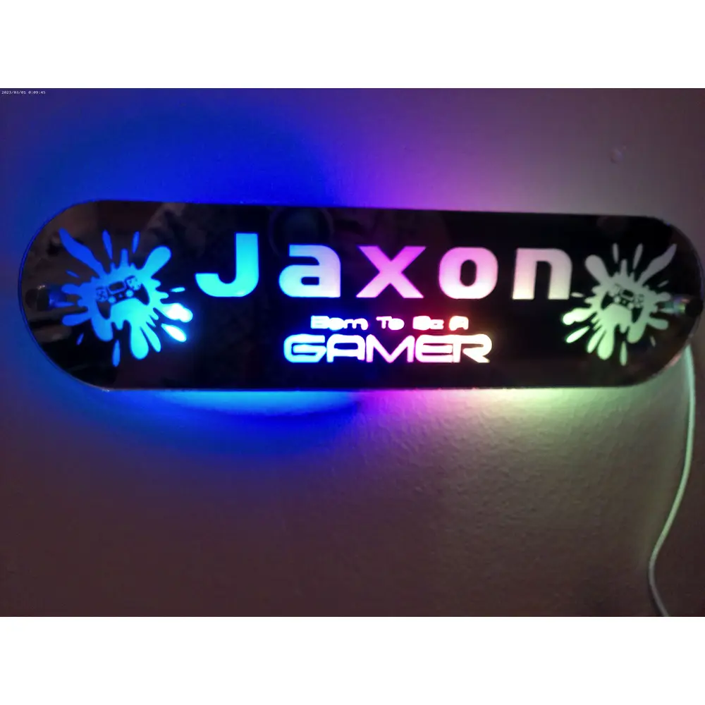 Personalised Light Up Mirror - Gamer Motif