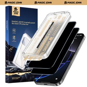 New MAGIC JOHN Premium Upgraded Privacy Screen Protector Dustproof Bubble-Free Design Ultra-Clear for iPhone & Samsung