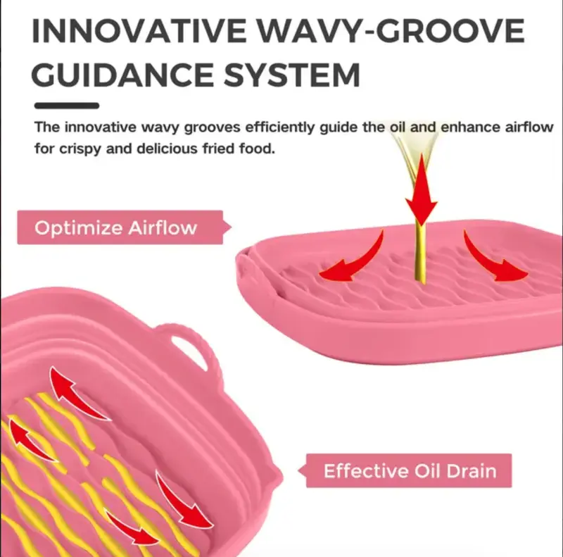 2 Pcs Flendy Foldable Air Fryer Silicone Liners | Extra Strong & Reusable | Non-Stick & Easy Clean 1