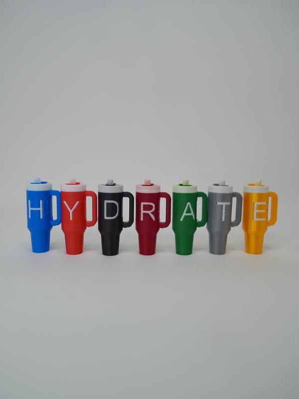Mini 3D Printed Tumbler Cup – Keychain accesory - Custom Letter Personalisation | Cute Desk Decor Gift - 3D printed 4