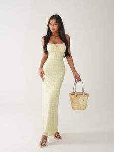 Slimming sexy elegant waist-cinched floral dress 25/Y577