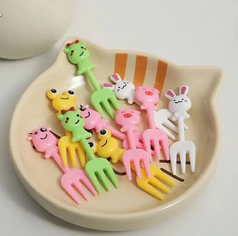 10pcs Random Color Frog Fruit Forks,Kitchen,Christmas Gift 1