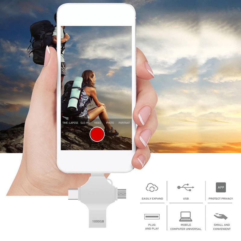 USB Flash Drive for iPhone, 4-in-1 OTG Memory Stick, Plug and Play External Storage Compatible with iPhone iPad Android Phones PC, Smartphone Accessories, Phone Accessories, Computer Accessories 6