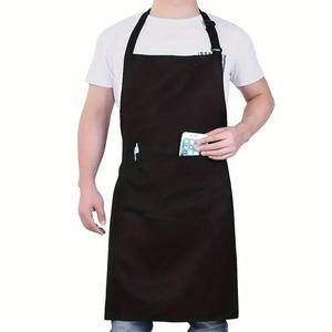 Adjustable Water & Oil Proof Apron with Pocket, Black Apron for Cooking, Baking, Barbecue, Kitchen Accessories for Men & Women