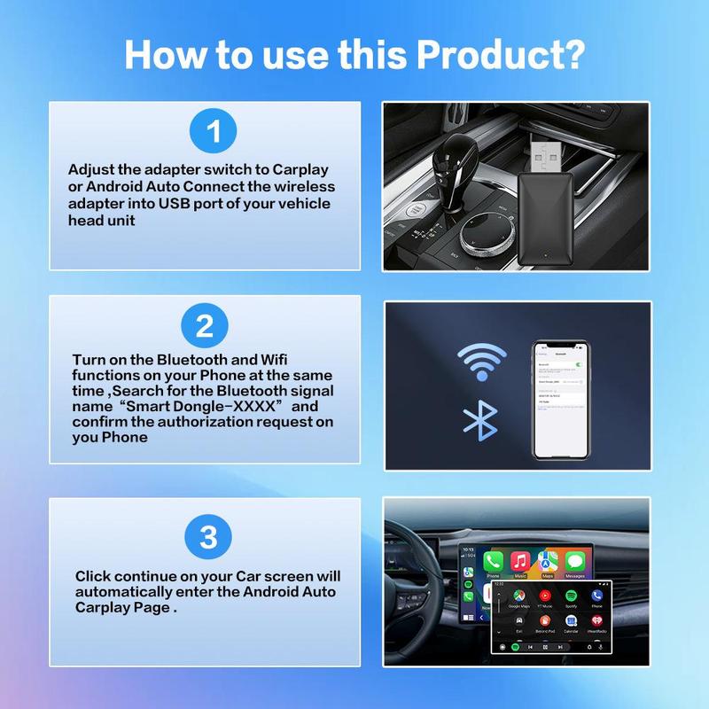 【UK SELLER 】Wireless Car System Box for Carplay, Adapter Compatible with CarPlay Android Auto, Convert Wired to Wireless Dongle, Plug & Play Vehicle System for iOS 10+ Android 11+, Car Electronics 8