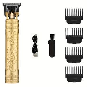 Retro Electric Hair Trimmer, USB Rechargeable Hair Clipper with Limited Comb & Charging Cable & Cleaning Brush, Great for Men Stylists Barber Barbershop Home
