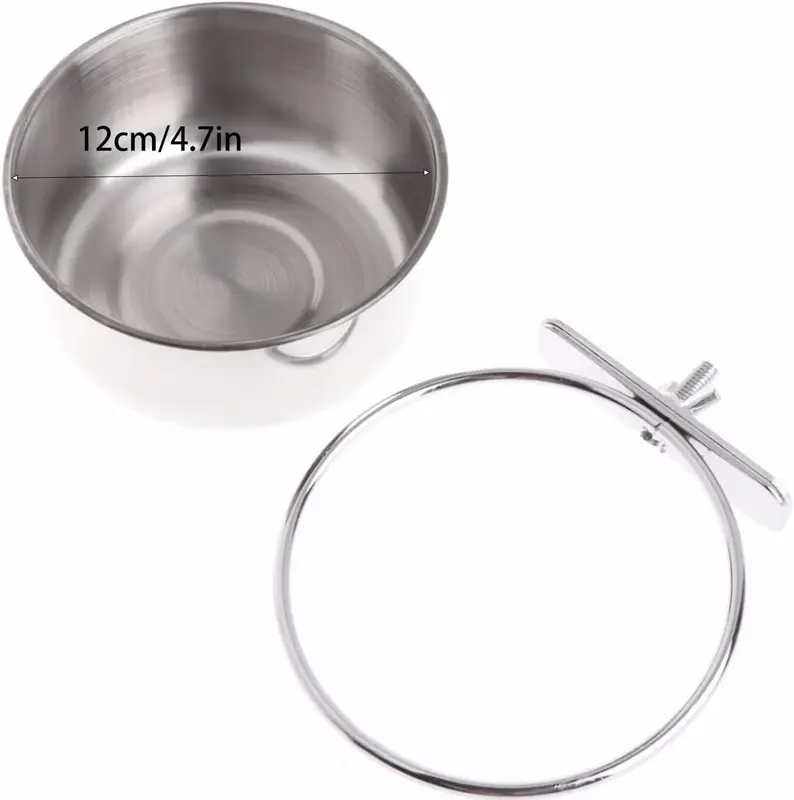 2Pcs Parrot Food Water Bowls,Bird Feeding Dish Cups Set,Stainless Steel Pet Hanging Bowl,Bird Cage Water Bowl with Clamp for Small Animal,Parrot Cockatiel Conure Budgies Parakeet Lovebird Chinchilla 2