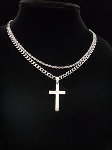 Cross Pendant & Cuban Chain Necklace Set for Men & Women, Necklace for Daughter, Stainless Steel Jewelry for Party, Daily Clothing Decor, Trendy All-match & Exquisite Jewelry for Birthday Gift