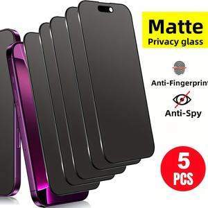 5 Pack Matte Privacy Screen Protector Compatible With iPhone 6 7 8 9 X XS XR 11 12 13 14 15 16 17 PRO MAX PLUS Air mini, 9H+ Hardness Tempered Glass Film, Anti-Scratch, Anti-Fingerprint, Anti-Peeping, Case Friendly, Bubble-Free, Smartphone Accessories