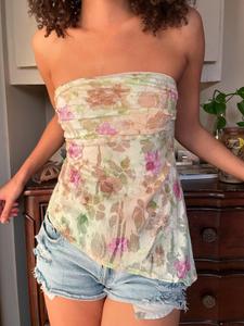 Women's Floral Print Backless Tube Tops, Bohemian Fashion Casual Sleeveless Strapless Top for Daily Outdoor Wear, Women Casual Fitted Sleeveless Top Clothes for Summer, Soft Top Women, Boho Clothes Women, Womenswear