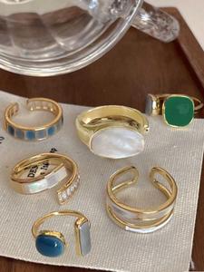 Women's Boho Style Artificial Gemstone Decor Cuff Rings, Bohemian Stackable Unique Matching Rings, Gifts for Her, Elegant Open Adjustable Rings for Women & Girls, Jewelry for Party, Daily Wear, Trendy All-match & Exquisite Jewelry for Birthday Gift