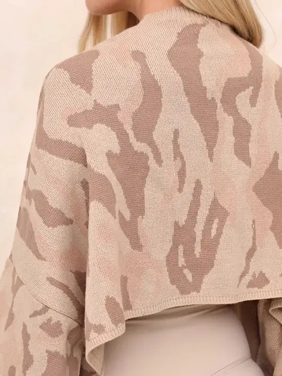 Luxe Knitwear Neutral Camo Jacquard Cropped Jumper - Trendy and Comfortable Knitwear Top - Chic -Womenswear 4