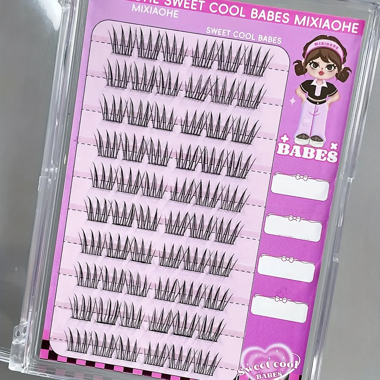 MIXIAOHE 60 Clusters DIY Self-Adhesive False Eyelashes - Natural C/D Curl, 10-15mm Lengths, Reusable Cross/Anime/Fluffy/Cluster Styles for Beginners, No Glue Needed, Korean-Inspired Everyday & Special Occasion Makeup