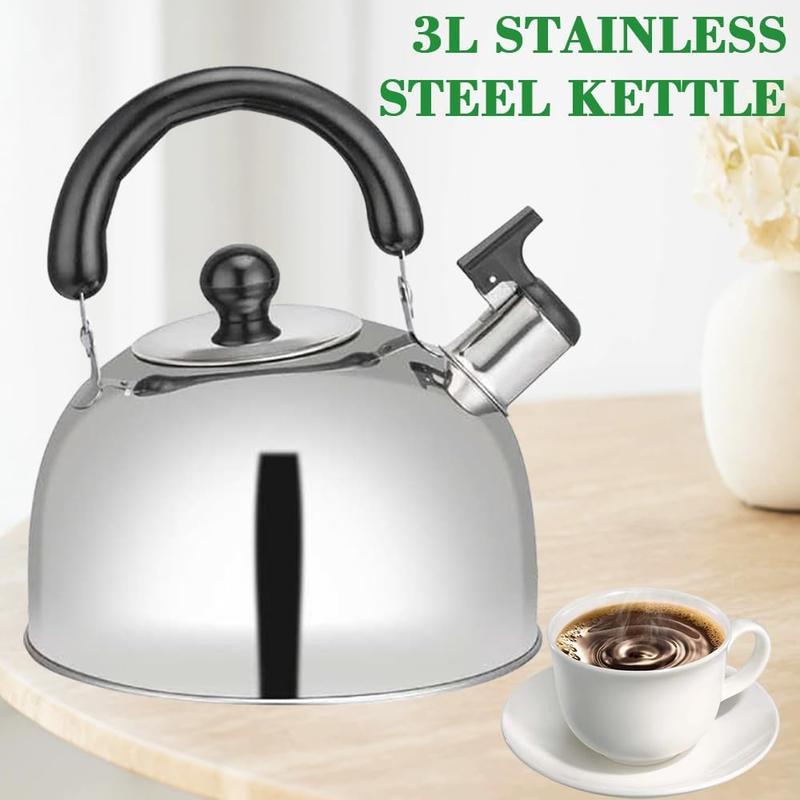 Ram 3L Heavy Duty Camping Whistling Kettle Camping Kettle for Gas Stove Travel Camping Holiday Portable Teapot Kettle 3 litres 5