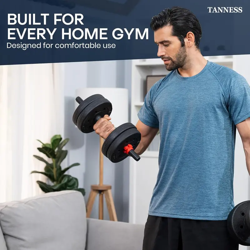 Dumbbells Set - 2 in 1 Adjustable Dumbbells - Dumbbell Sets for Men and Women - Barbell Weights Set with Connecting Rod - Dumbbell Pair - Gym Equipment - Exercise Equipment for Home Use adjustable  dumbbells swing  weights lifting  straps weights dumbbell 5