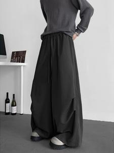 Men's Solid Color Wide Leg Pants, Street Fashion Casual Comfy Trousers for Daily Outdoor Wear, Men's Bottoms for All Seasons