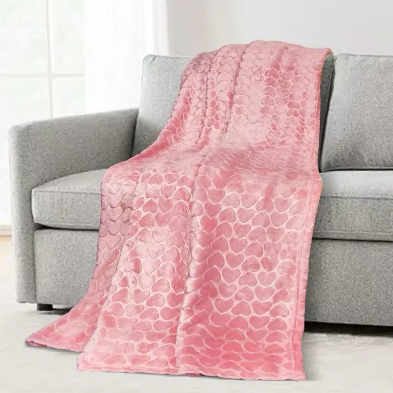 ULTRA-SOFT HEART FLEECE THROWS BLANKET-AVAILABLE IN DOUBLE /KING SIZE FOR BED SOFA OR CHAIR 4